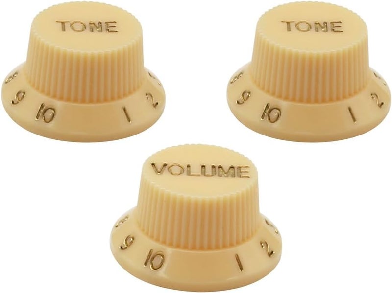 FLEOR Speed Control Knobs 2T1V Guitar Knob Set Cream with Golden Scale Fit ST Style Electric Guitar Part - Image 1